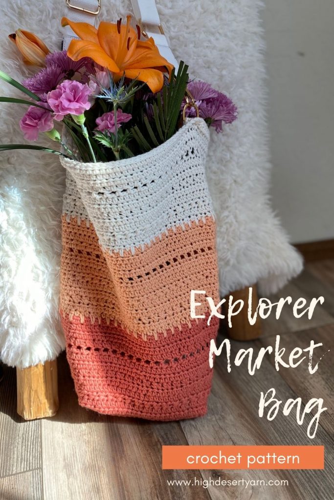 explorer crochet market bag crochet pattern high desert yarn