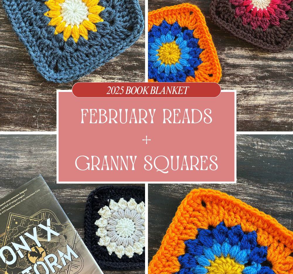 cover image for the 2025 crochet book blanket for the month of february